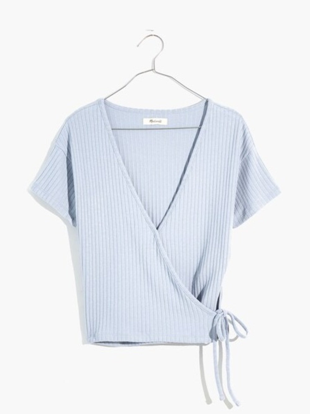 Madewell Ribbed Wrap Crop Top in Dusty Pool size Small
Style No. ND856